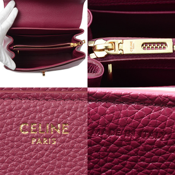 Celine Saise 16 Small 2WAY Handbag Berry - Picture 5 of 10